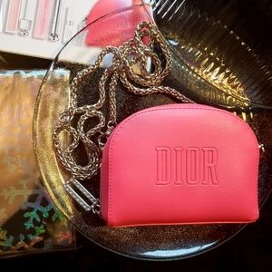 Dior pink bag with crossbody chain